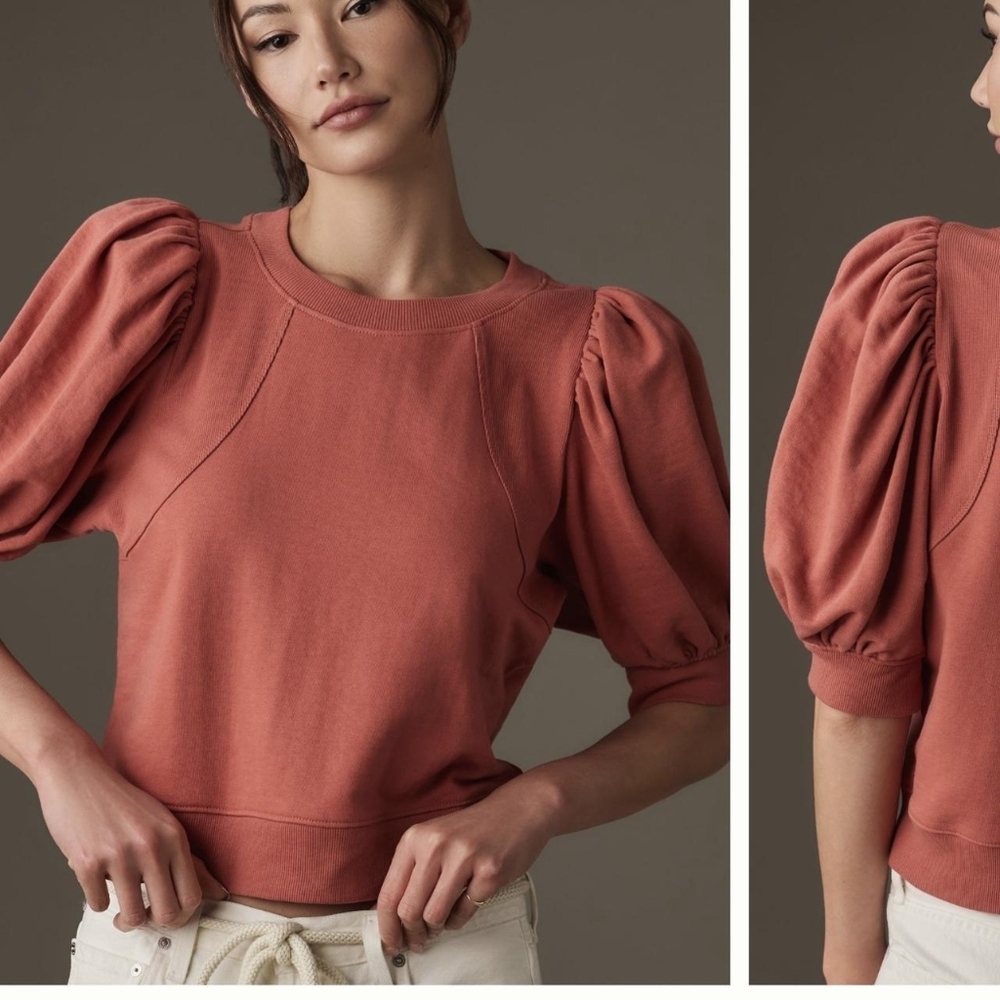 Maeve Puff Sleeve Sweatshirt Top L